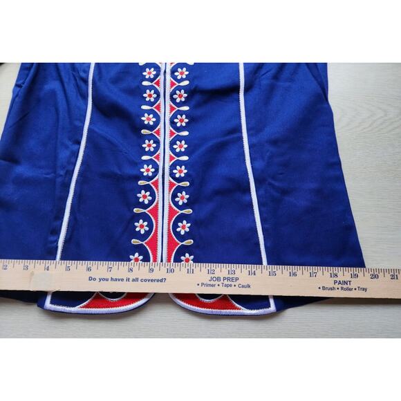 TOP-BOB MACKIE WEARABLE ART-Blue Red-Embroidery-Zipper-Cut Outs-SIZE XSMAL-NWT - Picture 14 of 16